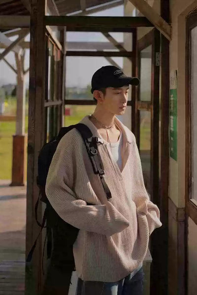 Bang Oversized V-Neck Collar Sweater-korean-fashion-Sweater-Bang's Closet-OH Garments