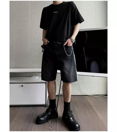 Bang Side Lined Raw End Denim Shorts-korean-fashion-Shorts-Bang's Closet-OH Garments