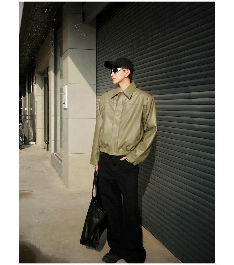 Bang Solid PU Leather Jacket-korean-fashion-Jacket-Bang's Closet-OH Garments