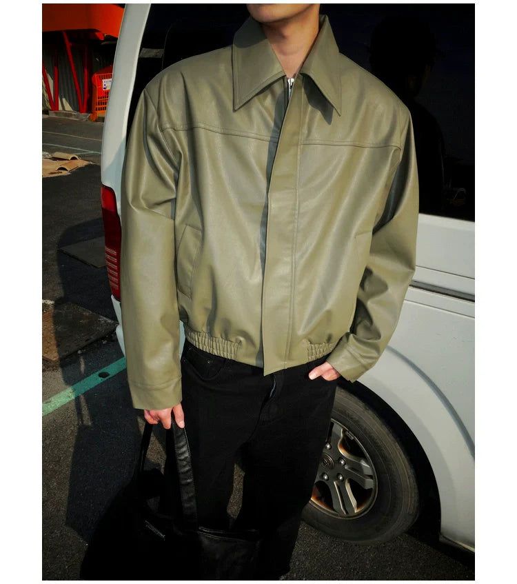 Bang Solid PU Leather Jacket-korean-fashion-Jacket-Bang's Closet-OH Garments