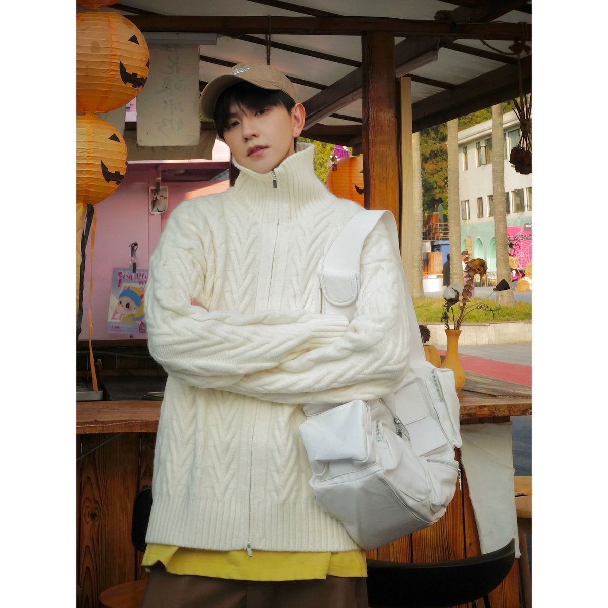 Bang Textured Zip-Up Sweater-korean-fashion-Sweater-Bang's Closet-OH Garments