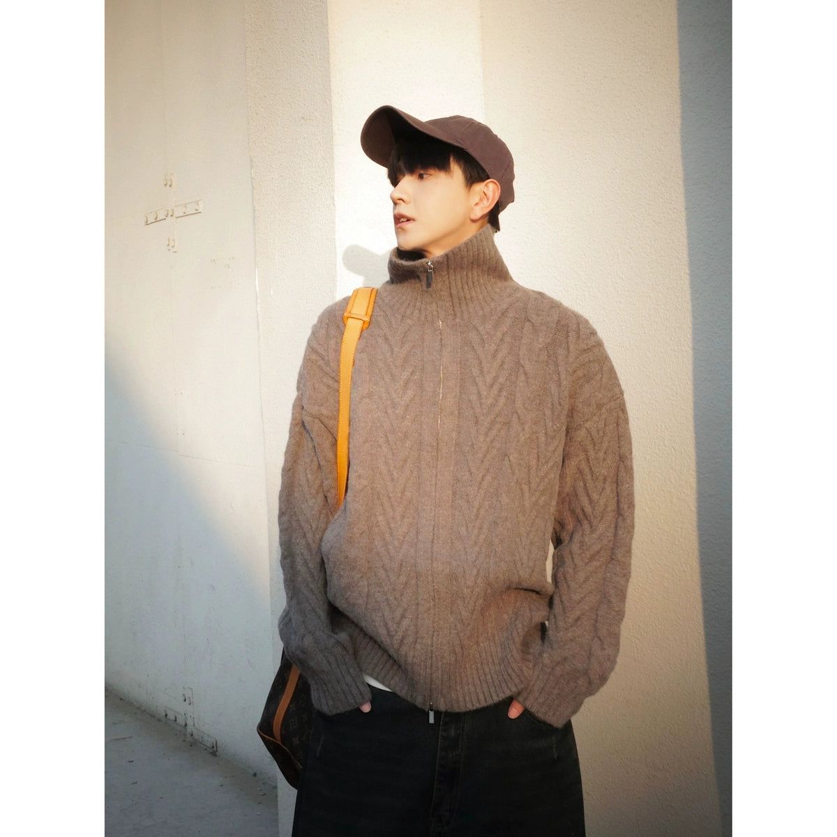 Bang Textured Zip-Up Sweater-korean-fashion-Sweater-Bang's Closet-OH Garments