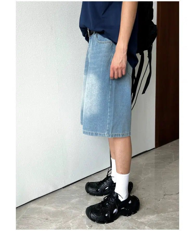 Bang Washed Effect Denim Shorts-korean-fashion-Shorts-Bang's Closet-OH Garments
