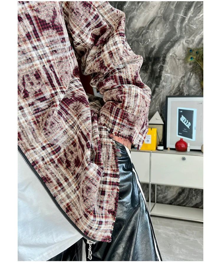 Bang Washed Plaid Hooded Jacket-korean-fashion-Jacket-Bang's Closet-OH Garments