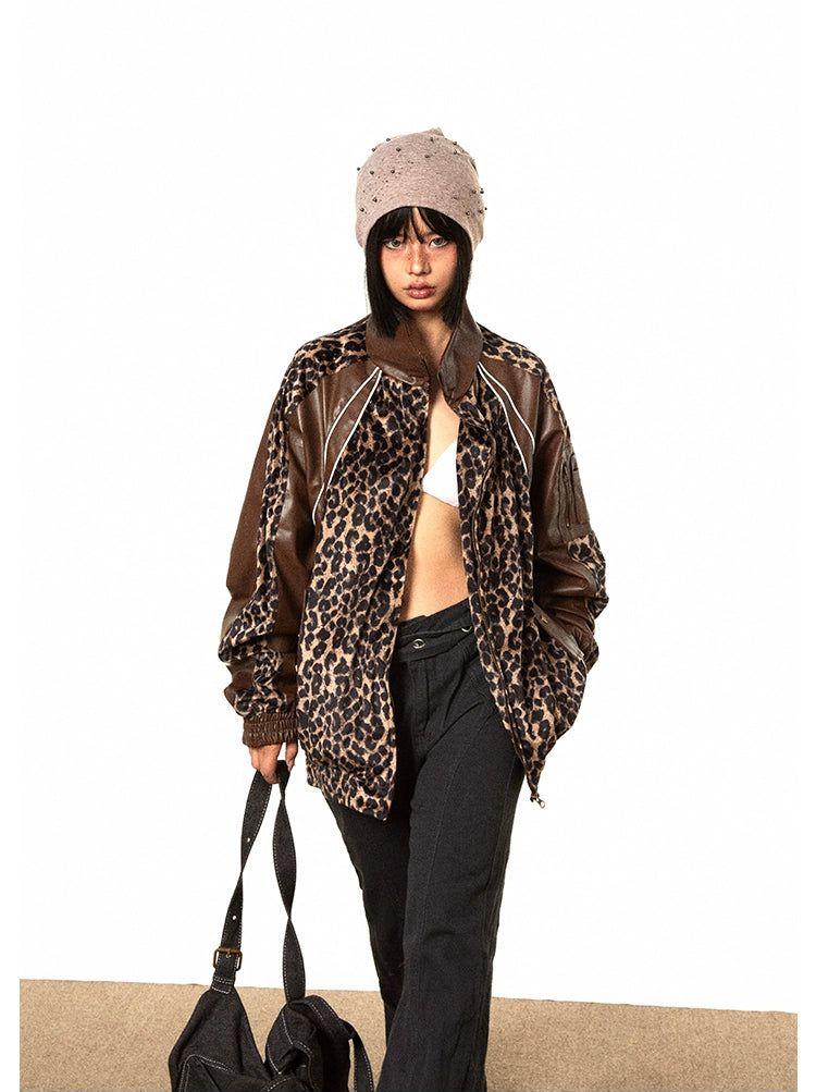 BB Animal Print PU Leather Spliced Jacket-korean-fashion-Jacket-BB's Closet-OH Garments