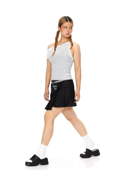 BB Asymmetric Shoulder Mesh Tank Top-korean-fashion-Tank Top-BB's Closet-OH Garments