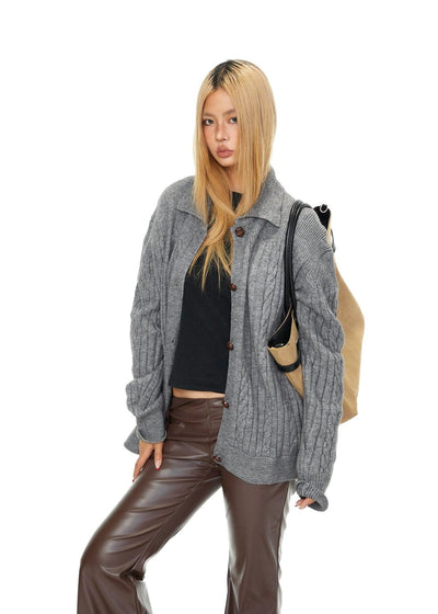 BB Cable Knit Buttoned Sweater-korean-fashion-Sweater-BB's Closet-OH Garments