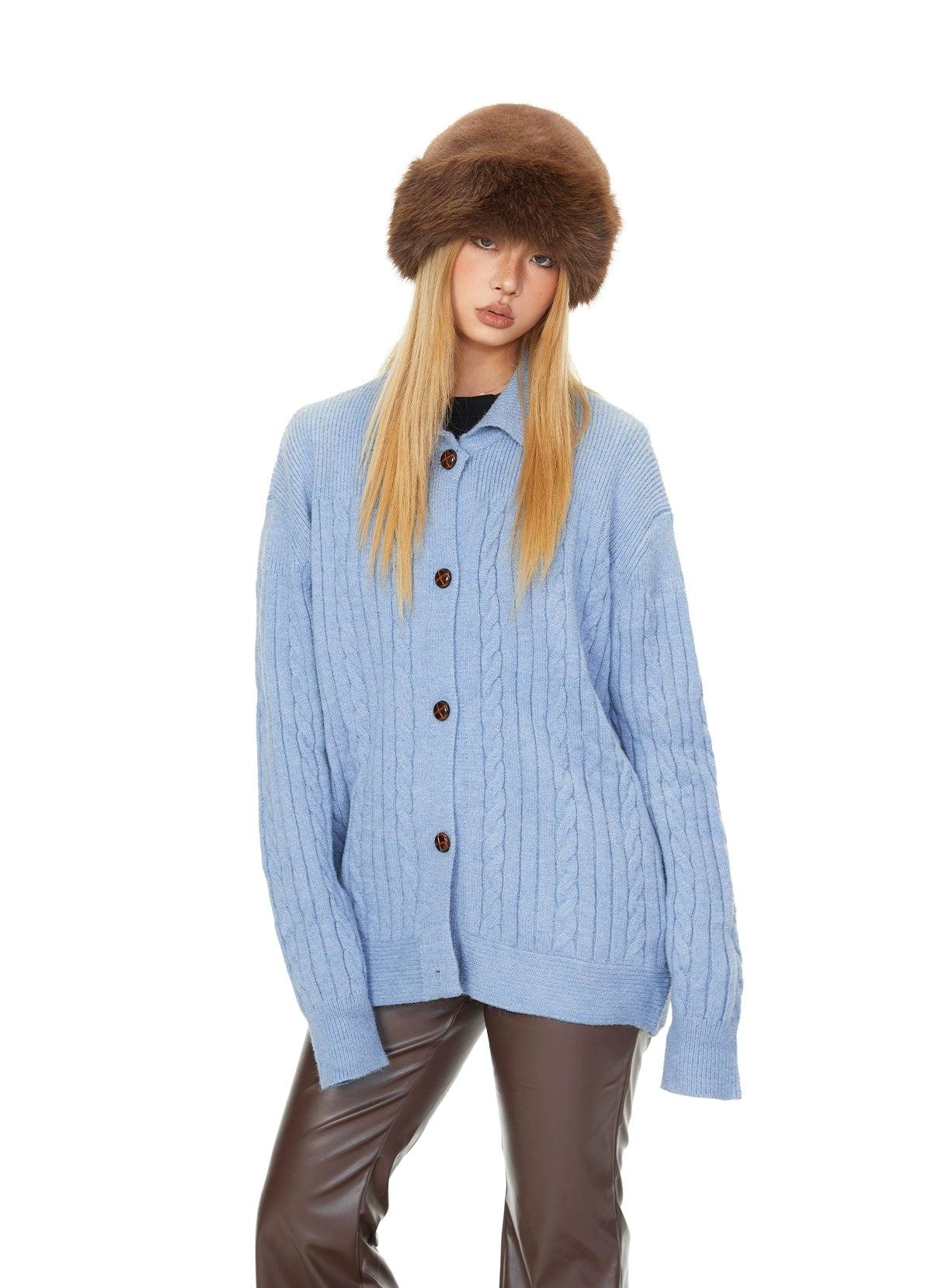 BB Cable Knit Buttoned Sweater-korean-fashion-Sweater-BB's Closet-OH Garments