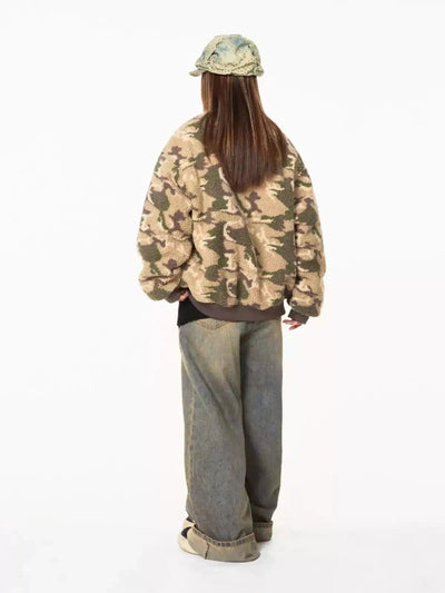 BB Camouflage Pattern Sherpa Jacket-korean-fashion-Jacket-BB's Closet-OH Garments