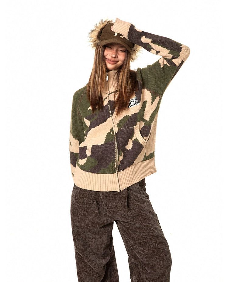 BB Camouflage Zipped Sweater-korean-fashion-Sweater-BB's Closet-OH Garments