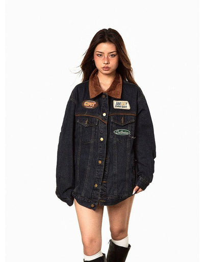 BB Casual Patch Embroidery Denim Jacket-korean-fashion-Jacket-BB's Closet-OH Garments