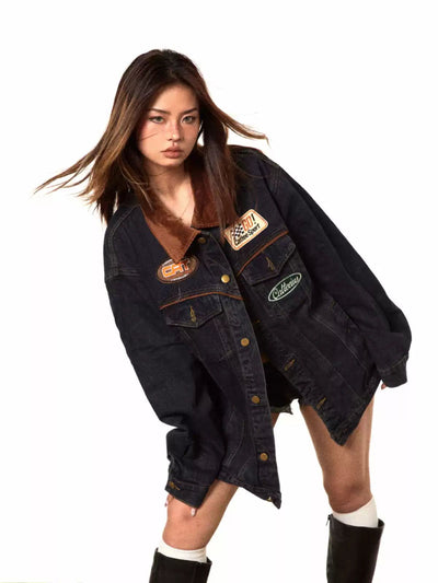 BB Casual Patch Embroidery Denim Jacket-korean-fashion-Jacket-BB's Closet-OH Garments