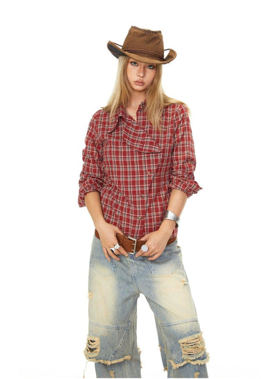 BB Casual Plaid Pattern Shirt-korean-fashion-Shirt-BB's Closet-OH Garments
