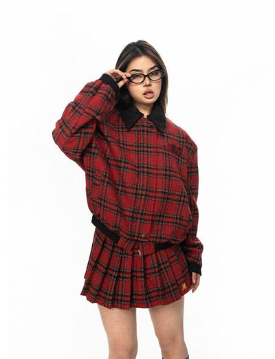 BB Collegiate Check Lapel Jacket-korean-fashion-Jacket-BB's Closet-OH Garments
