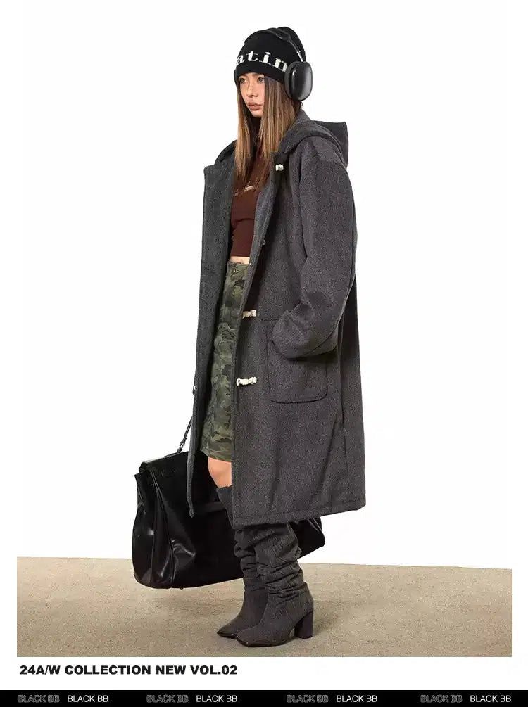 BB Collegiate Hooded Long Toggle Coat-korean-fashion-Long Coat-BB's Closet-OH Garments