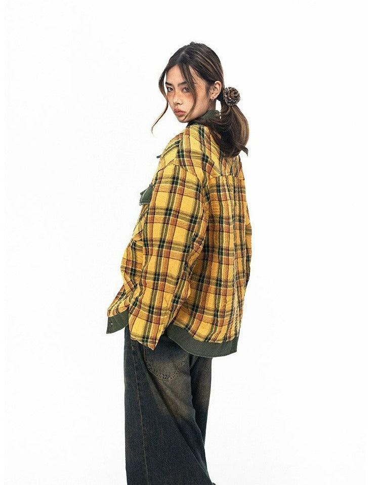 BB Color Block Pleated Plaid Jacket-korean-fashion-Jacket-BB's Closet-OH Garments