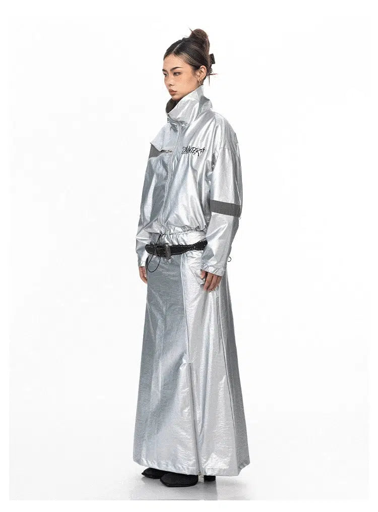 BB Color Contrast Reflective Short Jacket & Long Skirt Set-korean-fashion-Clothing Set-BB's Closet-OH Garments