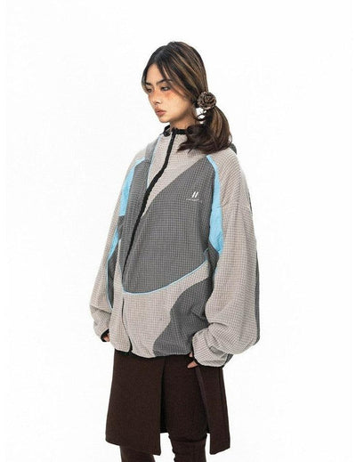 BB Contrast Irregular Zipper Zip-Up Hoodie-korean-fashion-Hoodie-BB's Closet-OH Garments