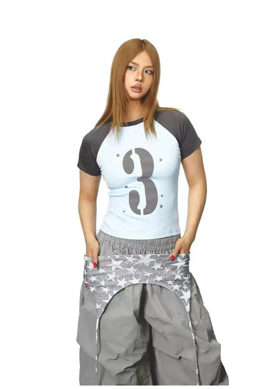 BB Contrast Spliced Slim Fit T-Shirt-korean-fashion-T-Shirt-BB's Closet-OH Garments