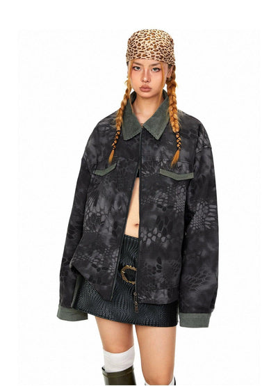 BB Corduroy Spliced Scale Pattern Jacket-korean-fashion-Jacket-BB's Closet-OH Garments