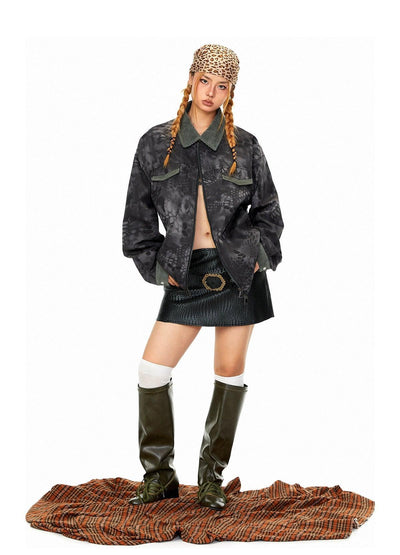 BB Corduroy Spliced Scale Pattern Jacket-korean-fashion-Jacket-BB's Closet-OH Garments