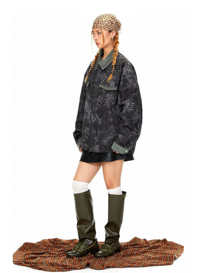 BB Corduroy Spliced Scale Pattern Jacket-korean-fashion-Jacket-BB's Closet-OH Garments
