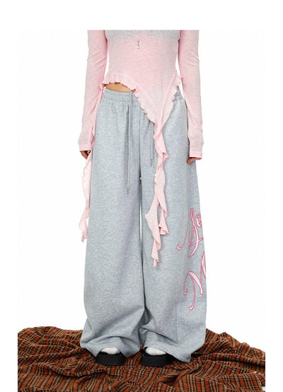BB Cursive Print Comfty Sweatpants-korean-fashion-Pants-BB's Closet-OH Garments