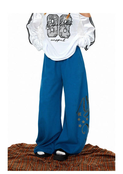 BB Cursive Print Comfty Sweatpants-korean-fashion-Pants-BB's Closet-OH Garments