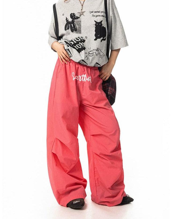 BB Cursive Print Track Pants-korean-fashion-Pants-BB's Closet-OH Garments