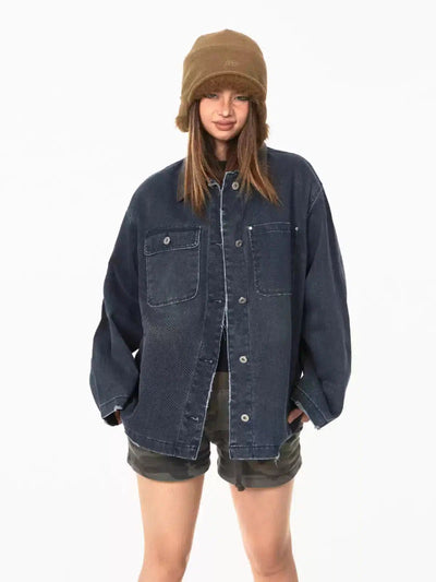 BB Distressed Breast Pocket Denim Shirt-korean-fashion-Shirt-BB's Closet-OH Garments