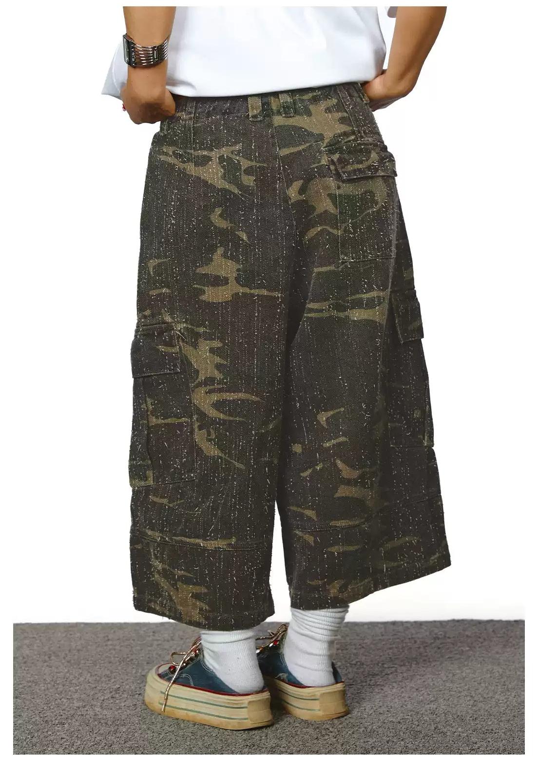 BB Distressed Camo Baggy Cargo Shorts-korean-fashion-Shorts-BB's Closet-OH Garments