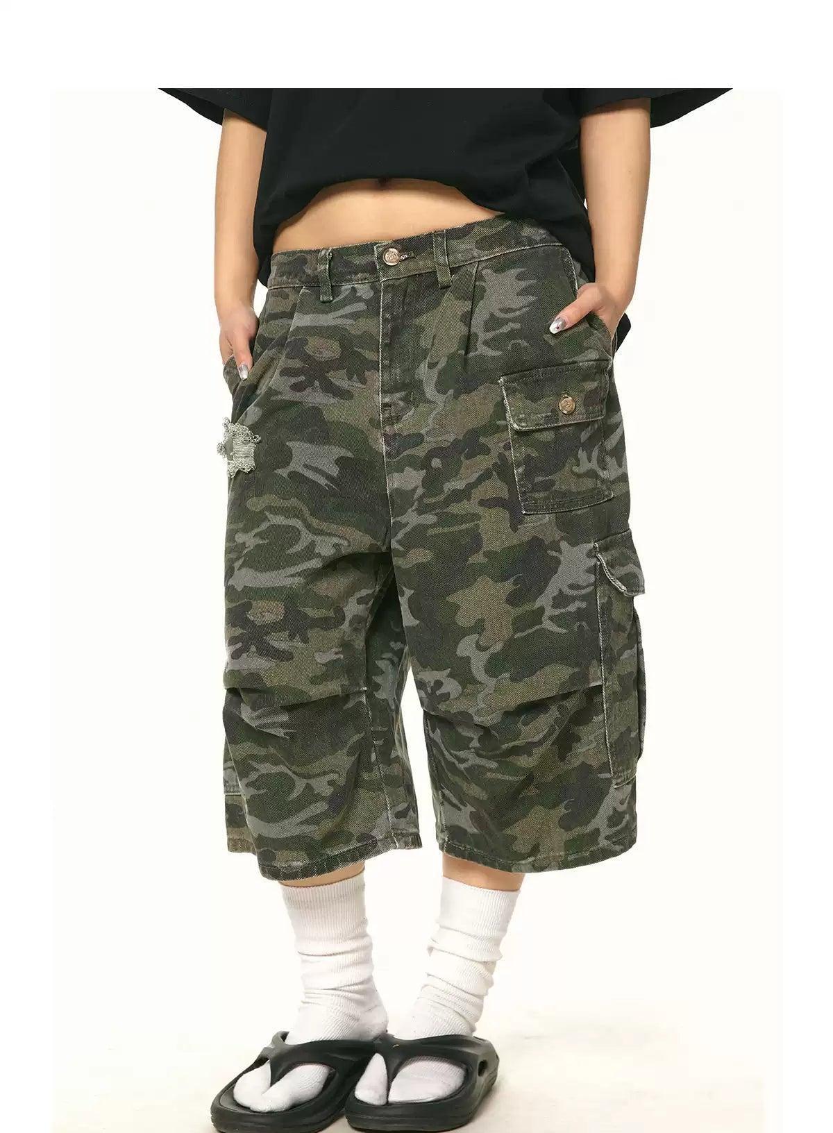 BB Distressed Camo Cargo Shorts-korean-fashion-Shorts-BB's Closet-OH Garments