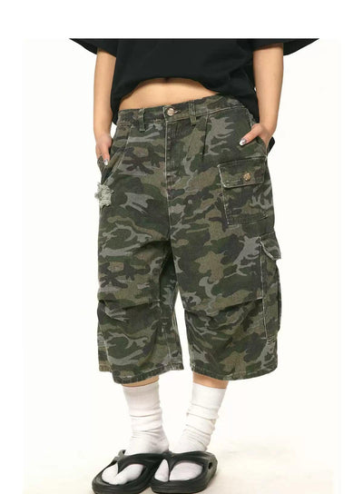 BB Distressed Camo Cargo Shorts-korean-fashion-Shorts-BB's Closet-OH Garments