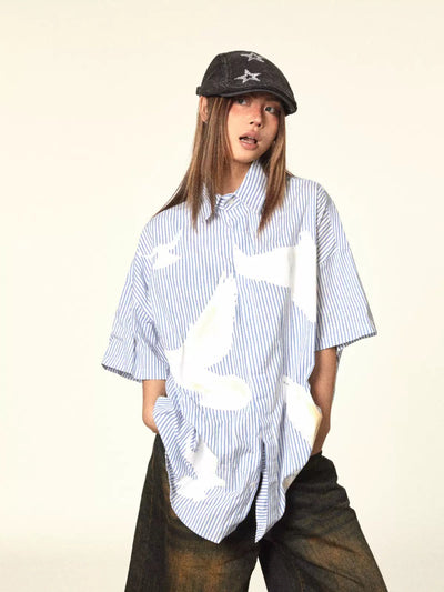 BB Dive Stripes Short Sleeve Shirt-korean-fashion-Shirt-BB's Closet-OH Garments
