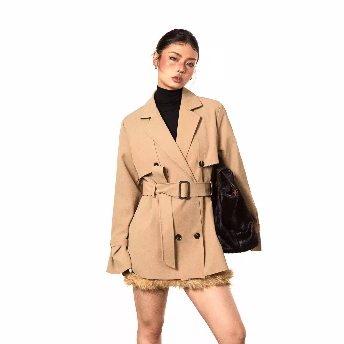 BB Double-Breasted Mid Length Trench Coat-korean-fashion-Long Coat-BB's Closet-OH Garments