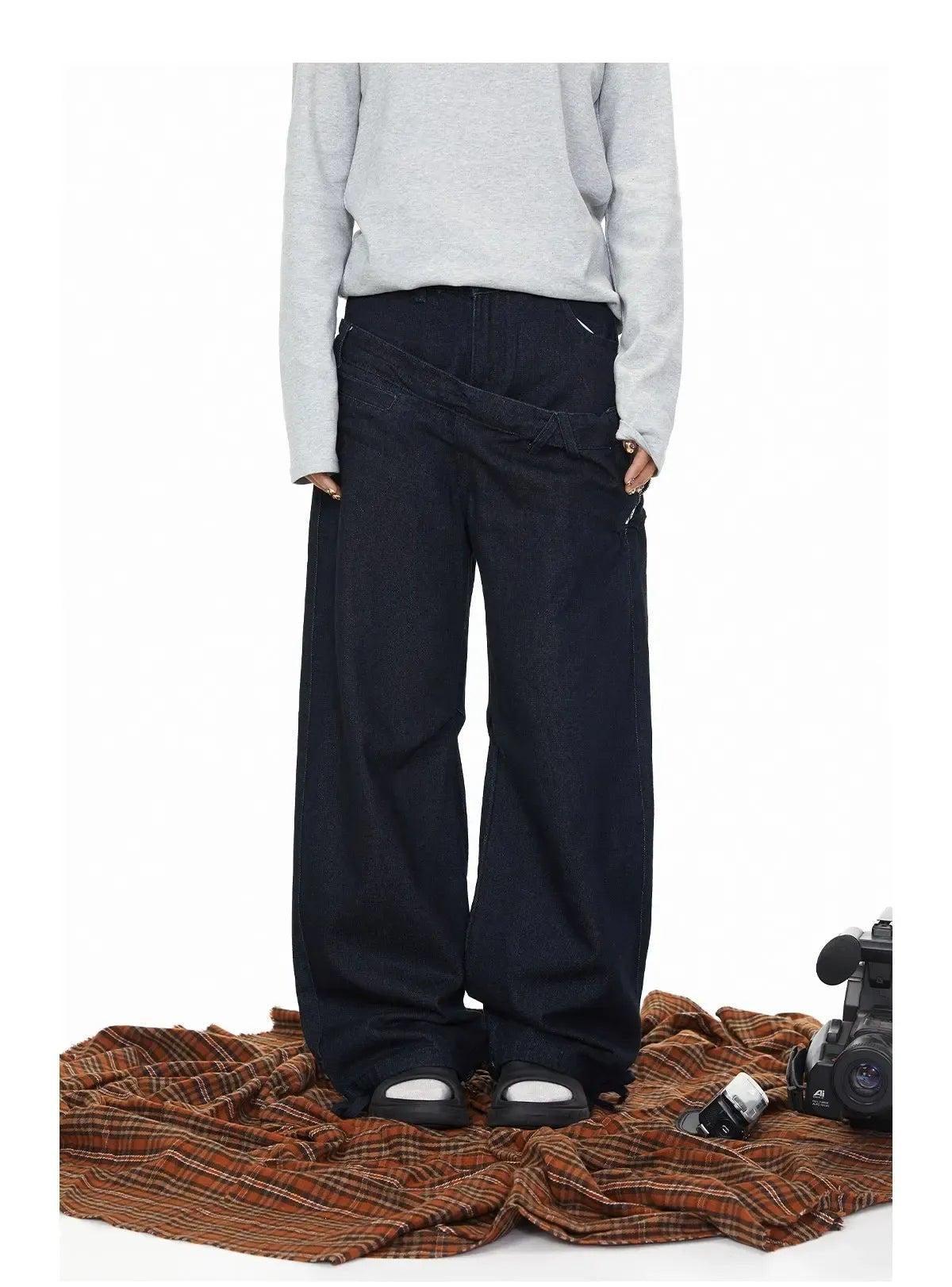 BB Double Waist Straight Cut Jeans-korean-fashion-Jeans-BB's Closet-OH Garments