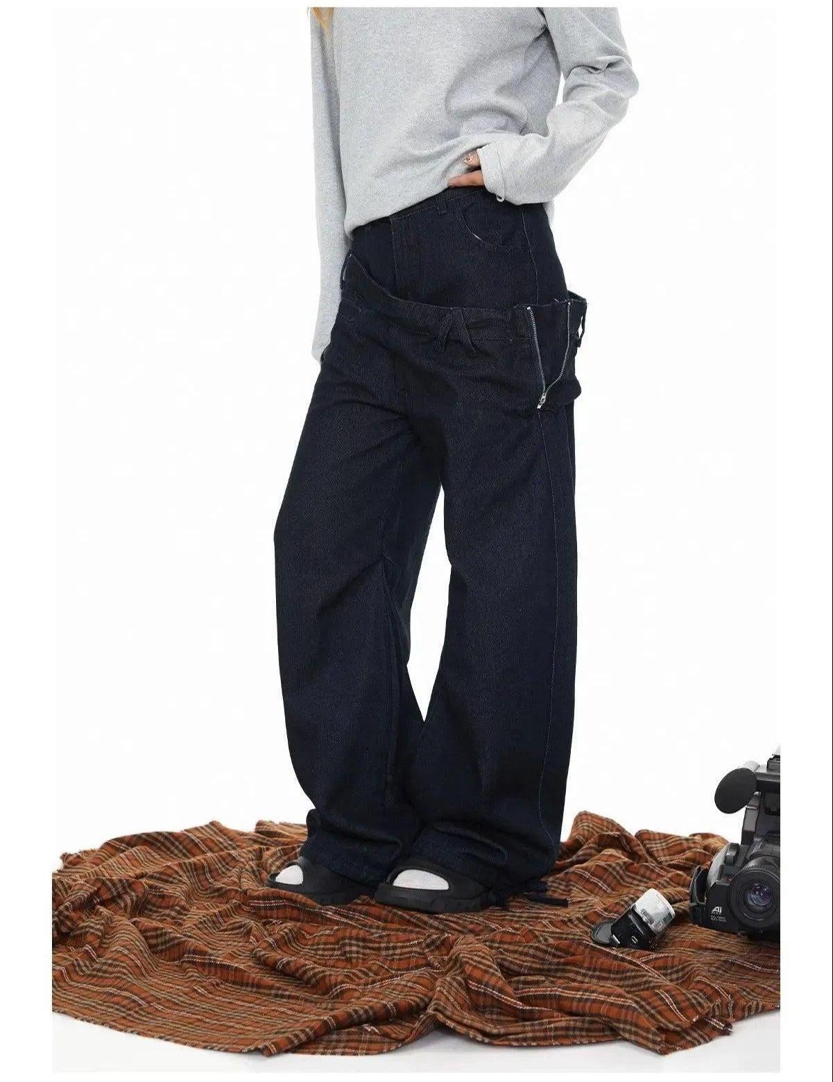 BB Double Waist Straight Cut Jeans-korean-fashion-Jeans-BB's Closet-OH Garments