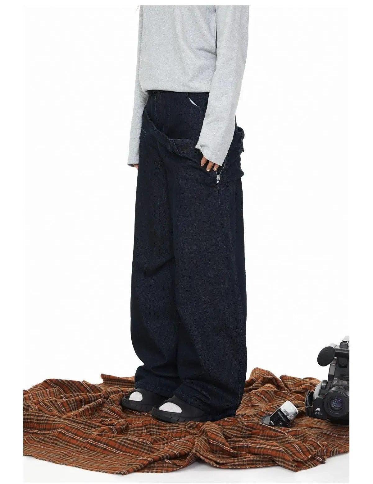 BB Double Waist Straight Cut Jeans-korean-fashion-Jeans-BB's Closet-OH Garments