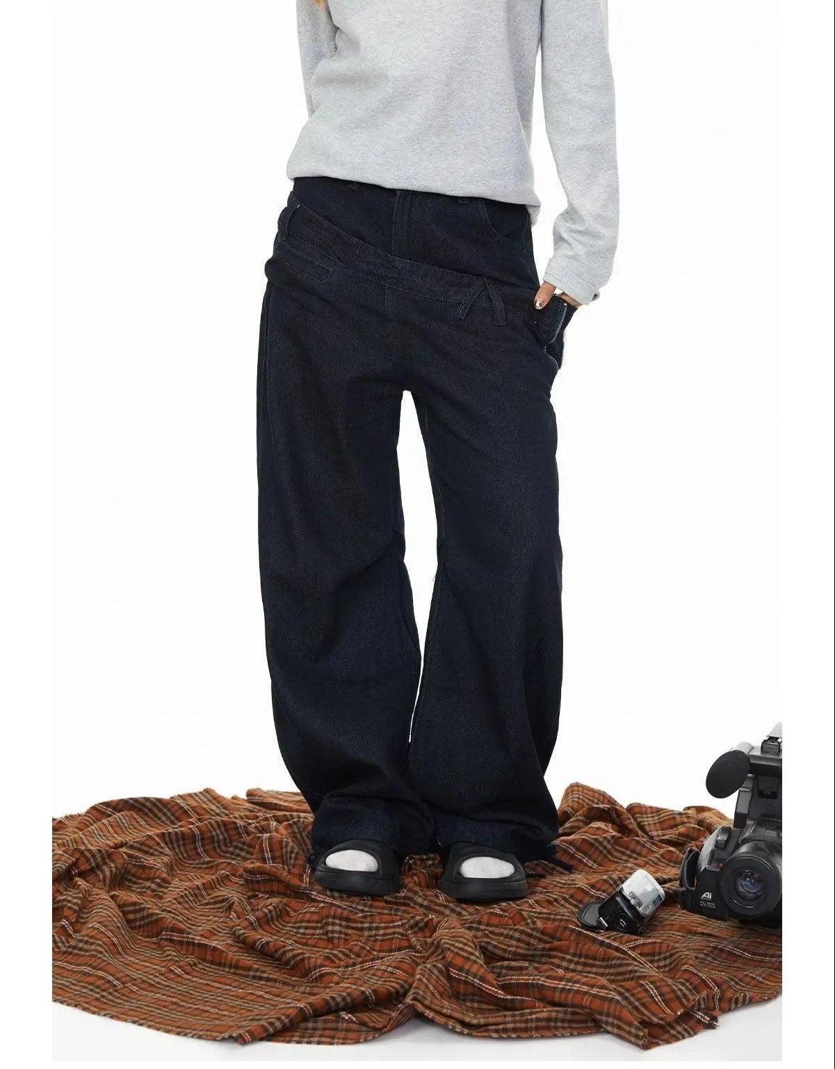 BB Double Waist Straight Cut Jeans-korean-fashion-Jeans-BB's Closet-OH Garments