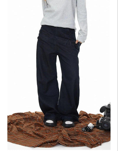 BB Double Waist Straight Cut Jeans-korean-fashion-Jeans-BB's Closet-OH Garments