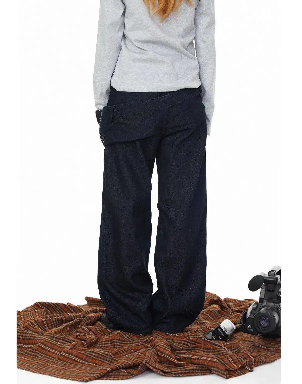 BB Double Waist Straight Cut Jeans-korean-fashion-Jeans-BB's Closet-OH Garments
