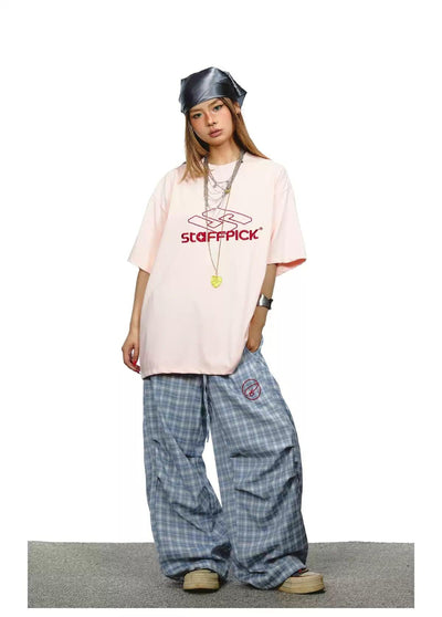 BB Drawstring Check Loose Fit Pants-korean-fashion-Pants-BB's Closet-OH Garments