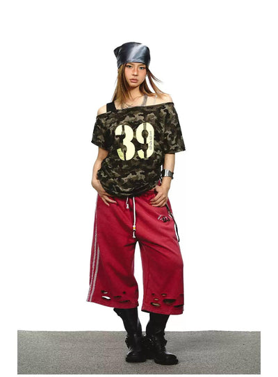 BB Drawstring Distressed Sporty Shorts-korean-fashion-Shorts-BB's Closet-OH Garments