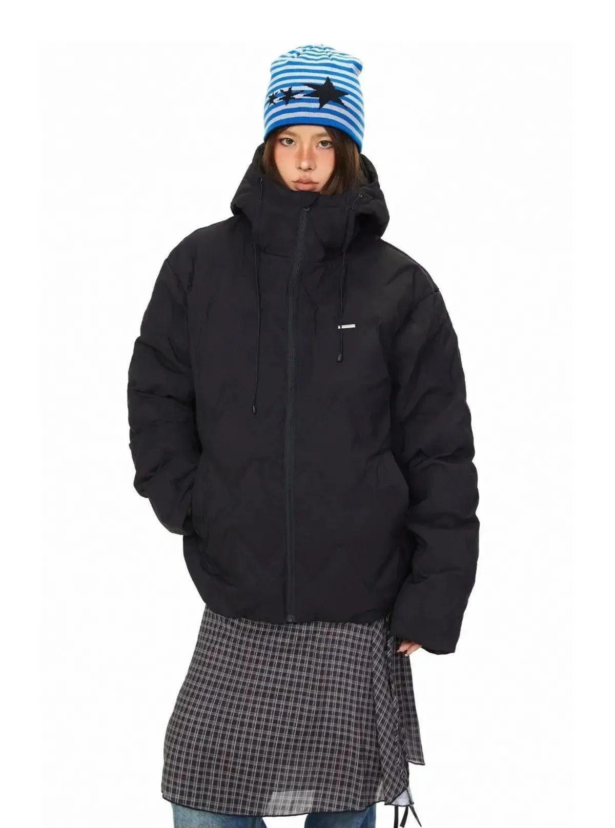 BB Drawstring Pattern Hooded Puffer Jacket-korean-fashion-Jacket-BB's Closet-OH Garments