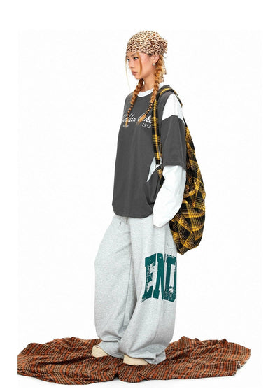 BB Drawstring Printed Sweatpants-korean-fashion-Pants-BB's Closet-OH Garments