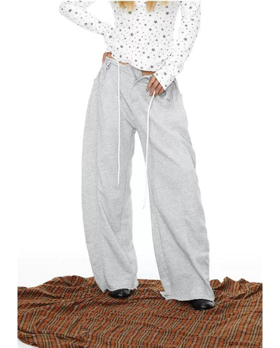 BB Drawstring Raw Edge Sweatpants-korean-fashion-Pants-BB's Closet-OH Garments