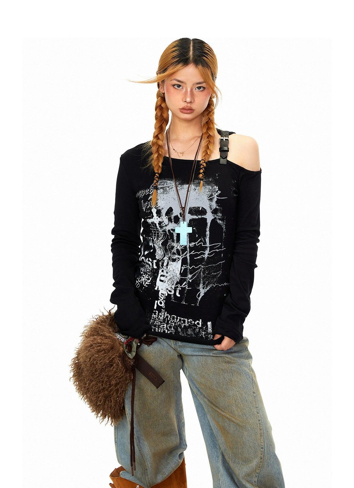 BB Drop Shoulder Slim Long Sleeve T-Shirt-korean-fashion-T-Shirt-BB's Closet-OH Garments