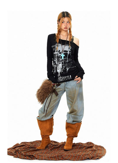 BB Drop Shoulder Slim Long Sleeve T-Shirt-korean-fashion-T-Shirt-BB's Closet-OH Garments
