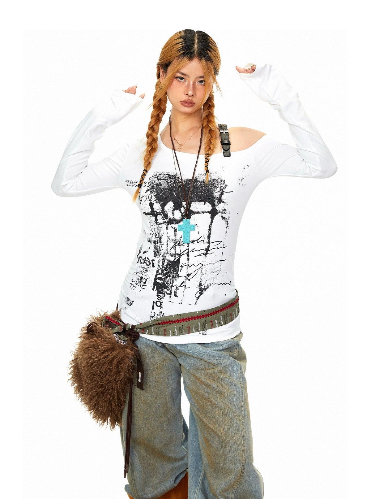 BB Drop Shoulder Slim Long Sleeve T-Shirt-korean-fashion-T-Shirt-BB's Closet-OH Garments