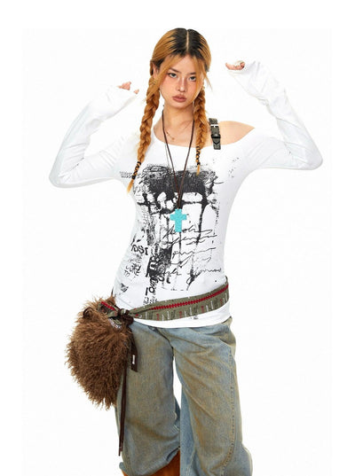 BB Drop Shoulder Slim Long Sleeve T-Shirt-korean-fashion-T-Shirt-BB's Closet-OH Garments